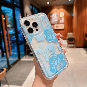 Blue hibiscus iphone 15 case